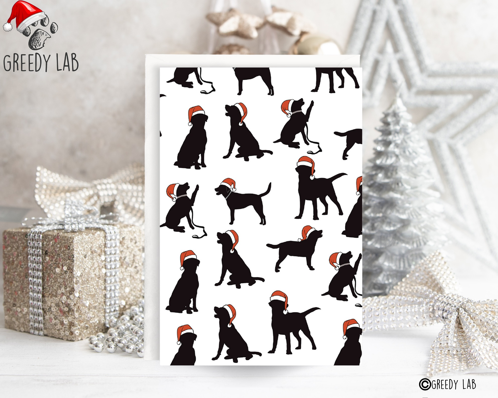 Black Labrador Christmas Card