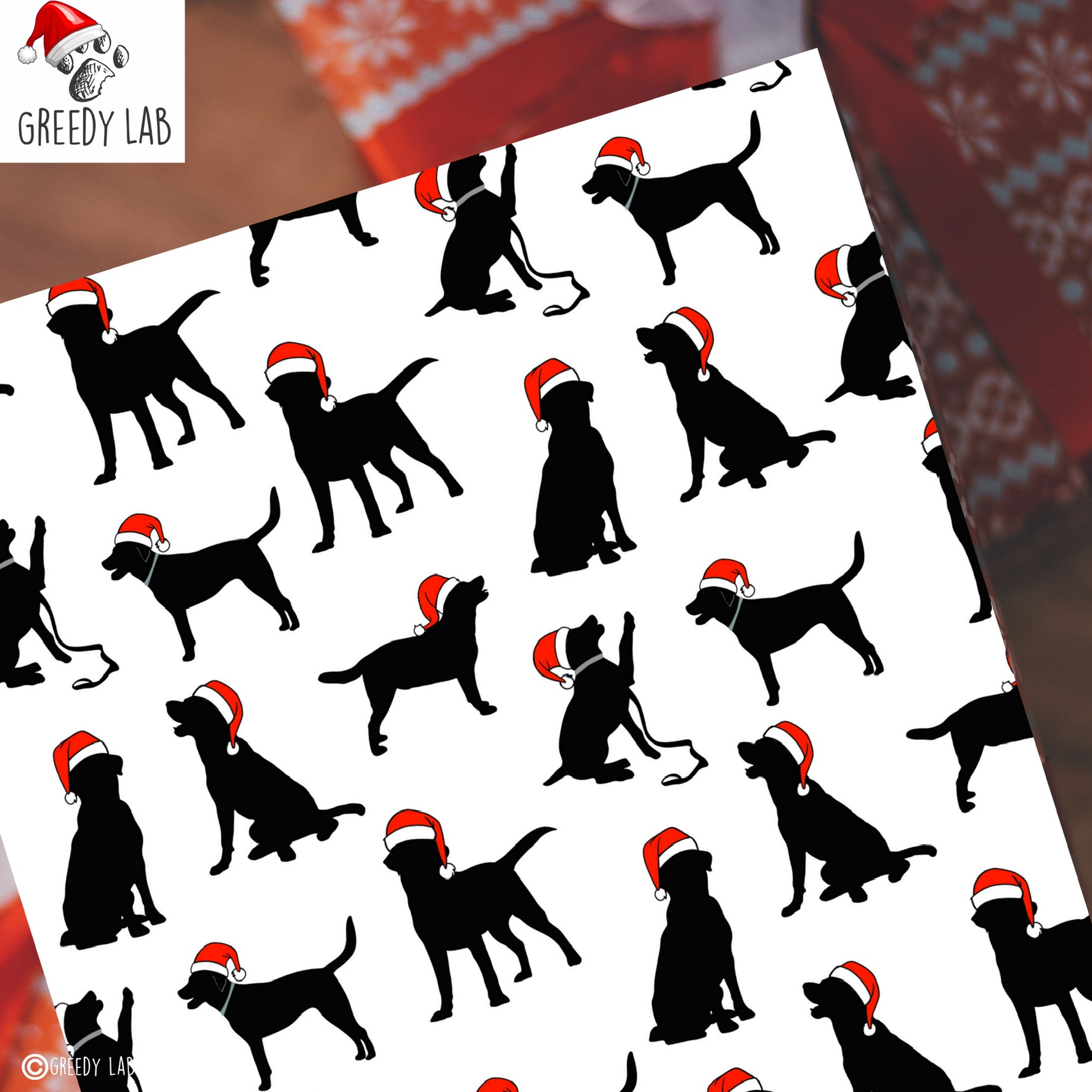 Black Labrador Christmas Gift Wrap