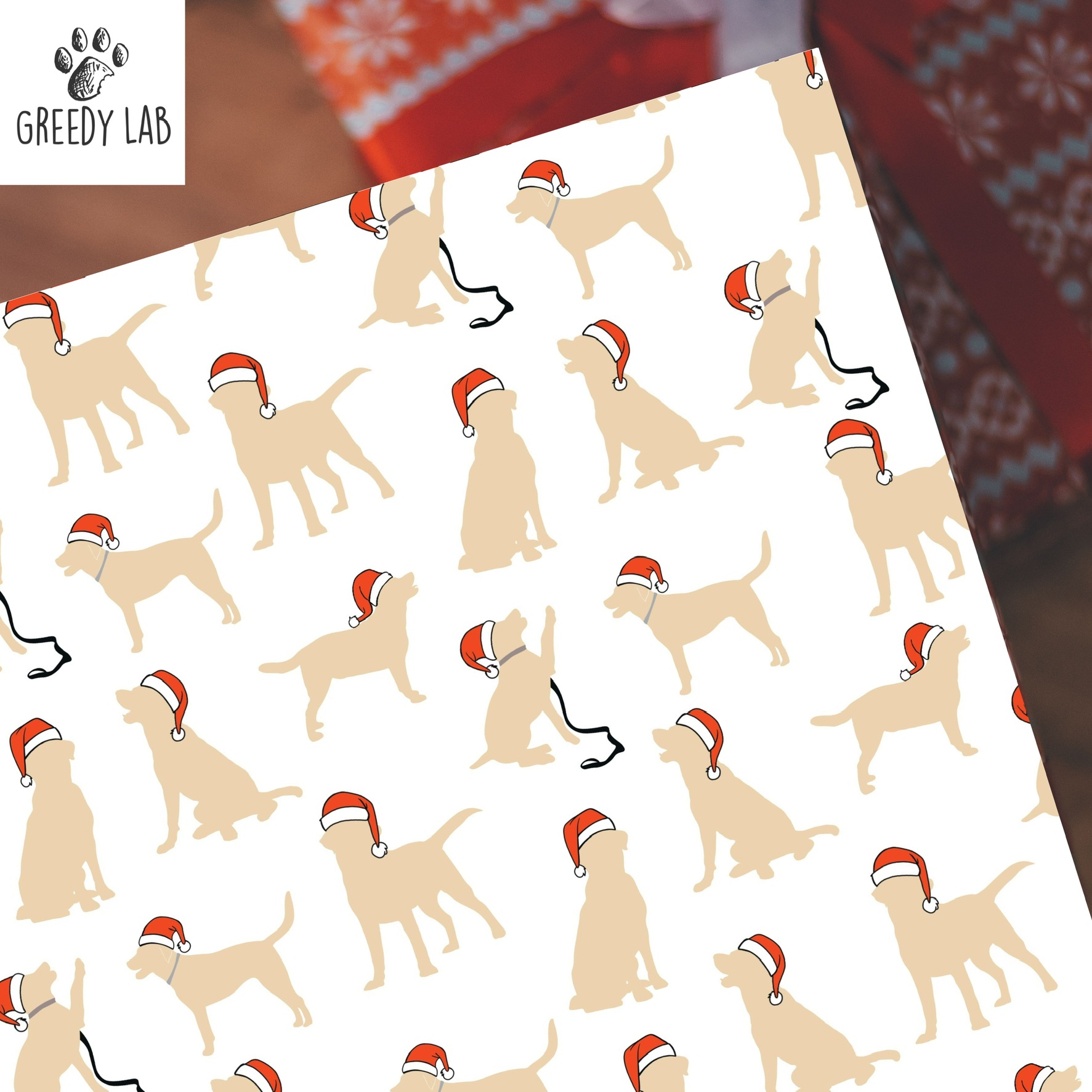 Yellow Lab Christmas Gift Wrap